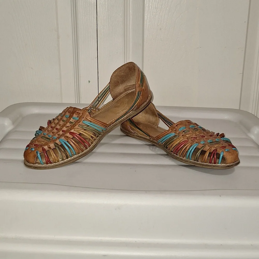Bass huaraches woven leather slip-ons flats - multicolor - 8